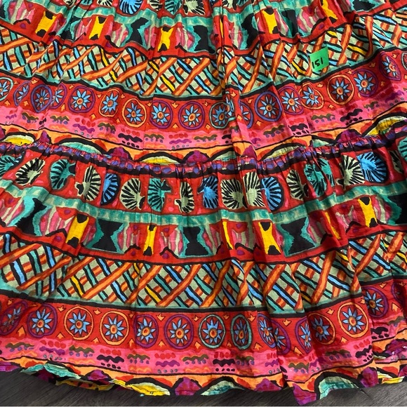 Vintage Jupe Indian maxi Skirt gauze cotton lining full circle tiered flowy - Picture 5 of 16